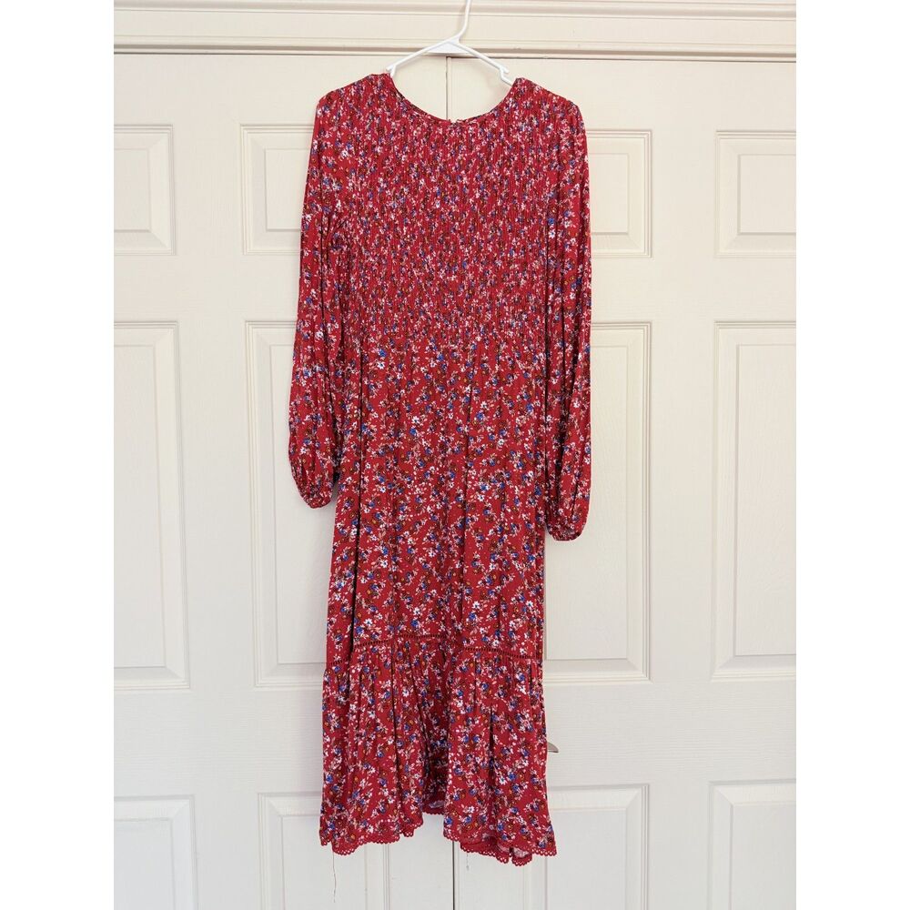 Lost and Wander Nordstrom Smocked Bodice Red Floral Size Medium